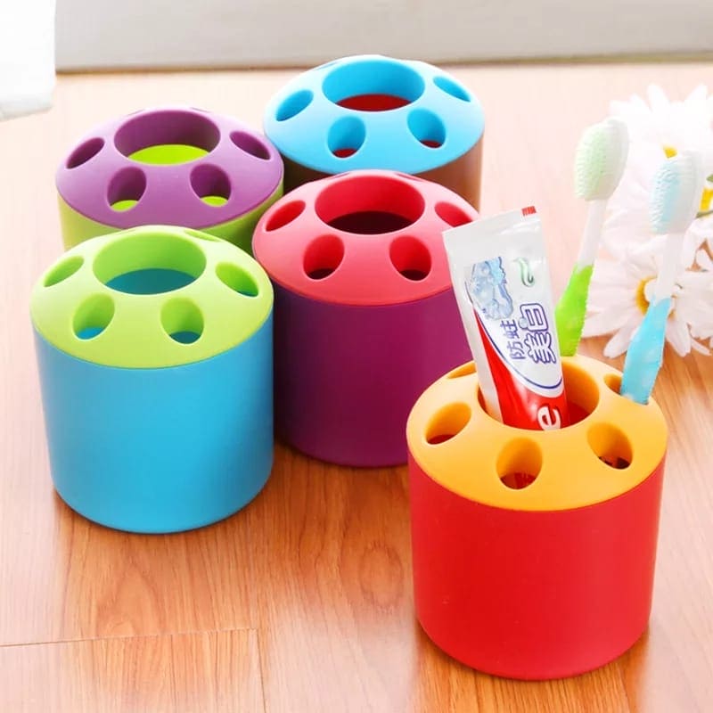 5 Holes Multipurpose Candy Colored Toothbrush Storage Holder, Special Porous Couple Creative Toothbrush Container, Multifunctional Desktop Pen Holder 5 Holes Multipurpose Candy Colored Toothbrush Storage Holder, Special Porous Couple Creative Toothbrush Container, Multifunctional Desktop Pen Holder